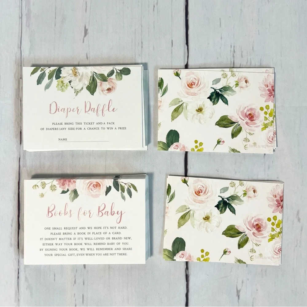 Party Graphix Floral Baby Shower Set: Invitations, Raffle & Game Cards